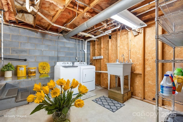 2609 Raintree St, Connelly Springs, NC 28612 - laundry room with separate washer and dryer and concrete block wall