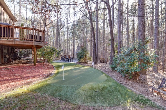 view of yard with a deck