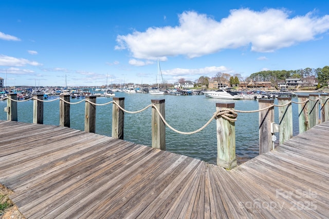 view of dock featuring a water view