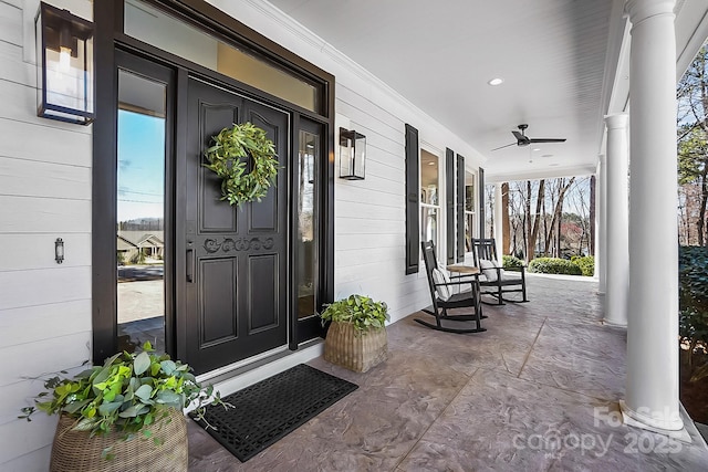 doorway to property with a porch