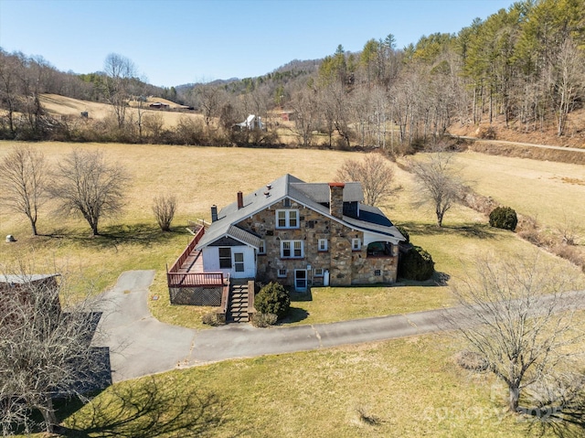 drone / aerial view with a rural view