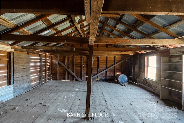 view of unfinished attic