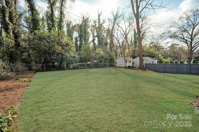 view of yard with a fenced backyard