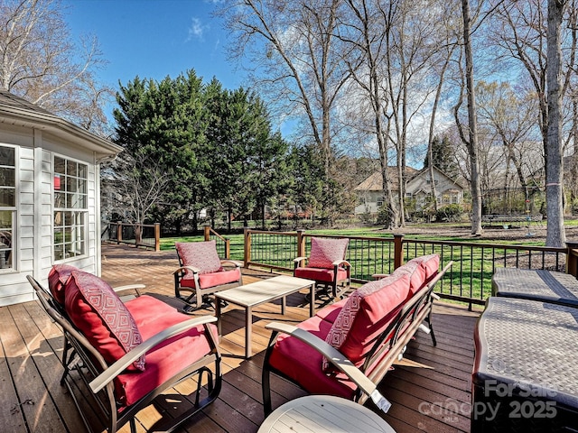 deck featuring an outdoor hangout area