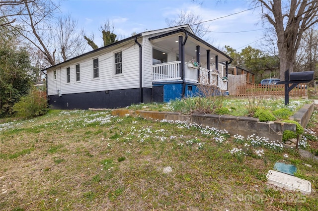 view of property exterior featuring crawl space