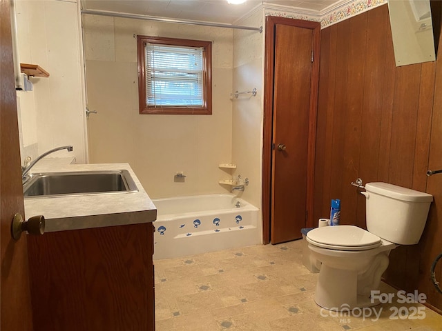 full bath featuring vanity, toilet, and tile patterned floors