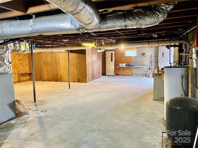 basement with water heater