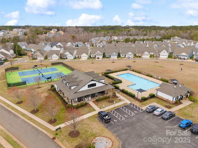 aerial view with a residential view