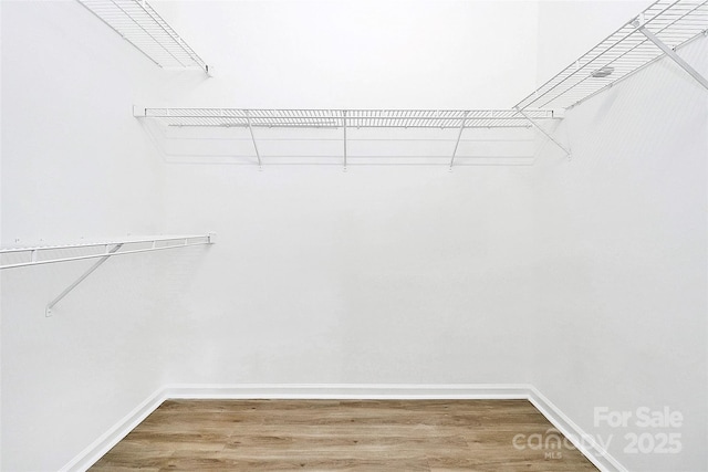 spacious closet with wood finished floors