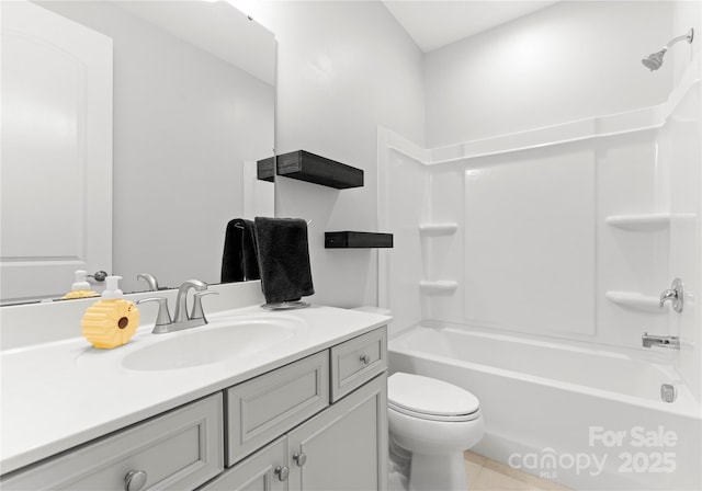 full bathroom with vanity, toilet, and shower / bath combination