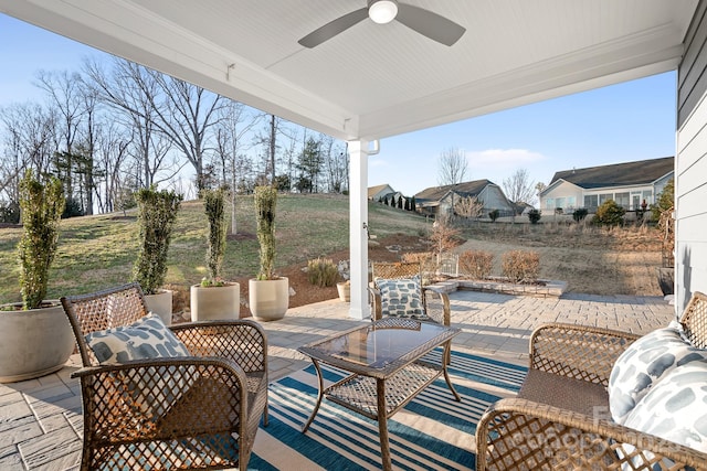 view of patio with ceiling fan