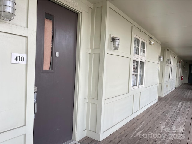 interior space with wood finished floors