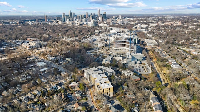 bird's eye view with a city view