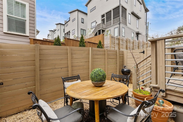 view of patio / terrace with area for grilling and a fenced backyard