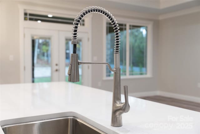 details featuring light countertops and a sink