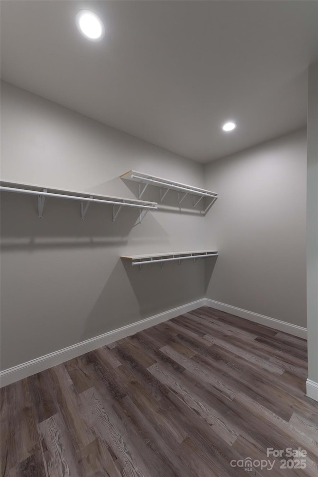 spacious closet with wood finished floors