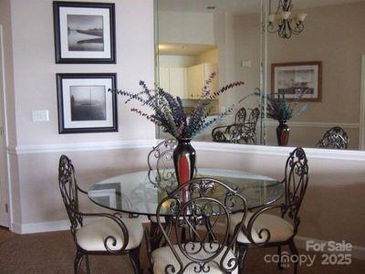 dining area featuring an inviting chandelier