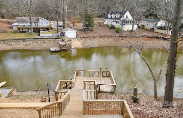 dock area featuring a water view