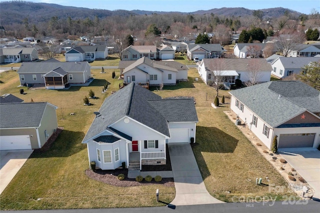 357 Beechnut Dr, Hendersonville, NC 28739 - birds eye view of property with a residential view and a mountain view