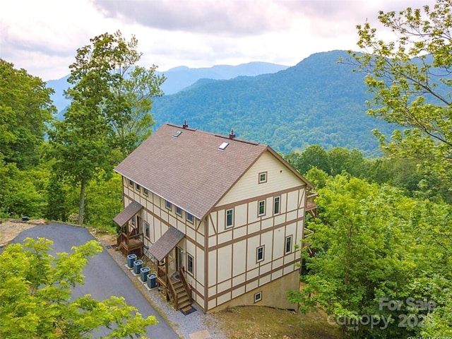 aerial view with a mountain view