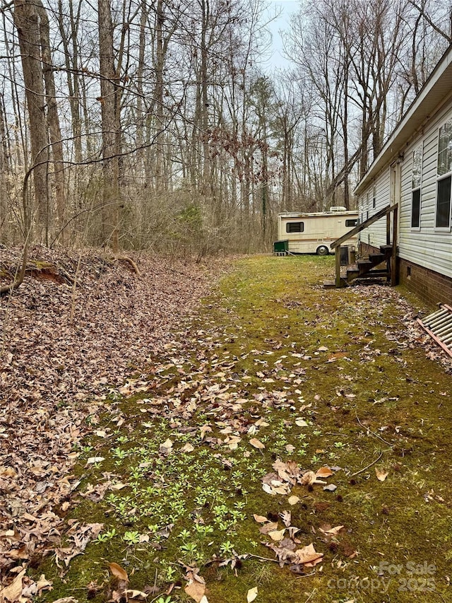 view of yard featuring entry steps