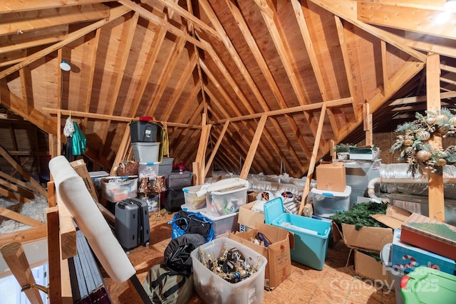 view of unfinished attic