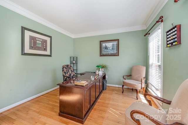 12723 Willingdon Rd, Huntersville, NC 28078 - office space with light wood-style flooring, crown molding, and baseboards