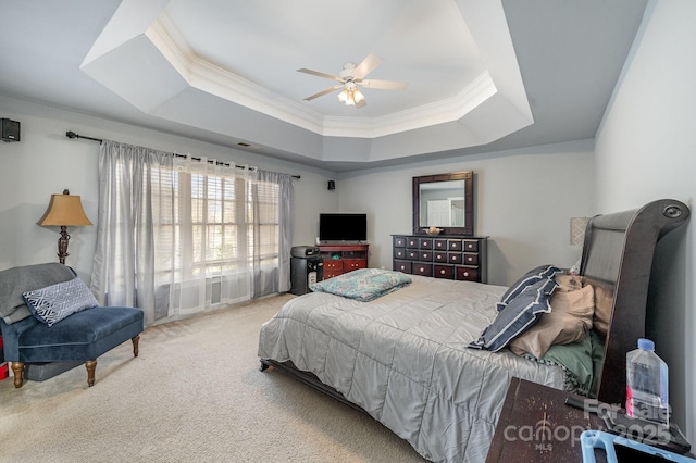 12723 Willingdon Rd, Huntersville, NC 28078 - bedroom featuring carpet flooring, a ceiling fan, crown molding, and a raised ceiling
