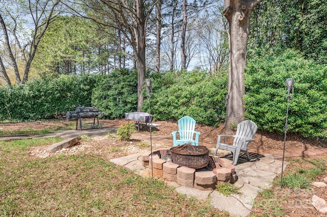 12723 Willingdon Rd, Huntersville, NC 28078 - view of yard featuring a fire pit and a patio