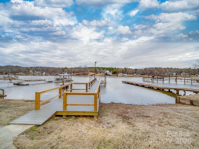 view of dock featuring a water view