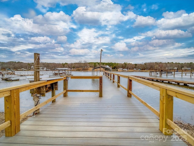 dock area featuring a water view