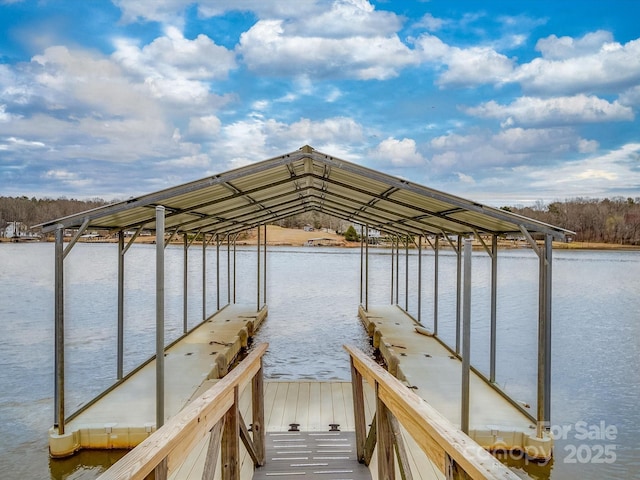 dock area featuring a water view