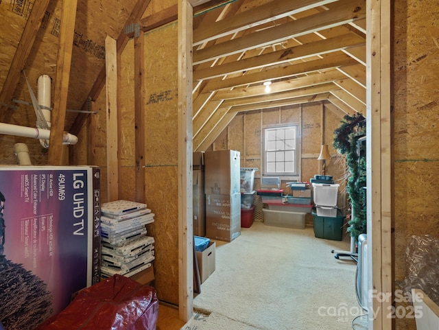 view of unfinished attic