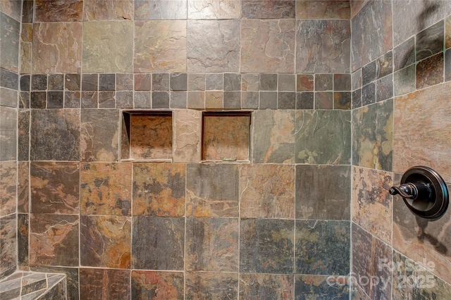 details with a tile shower