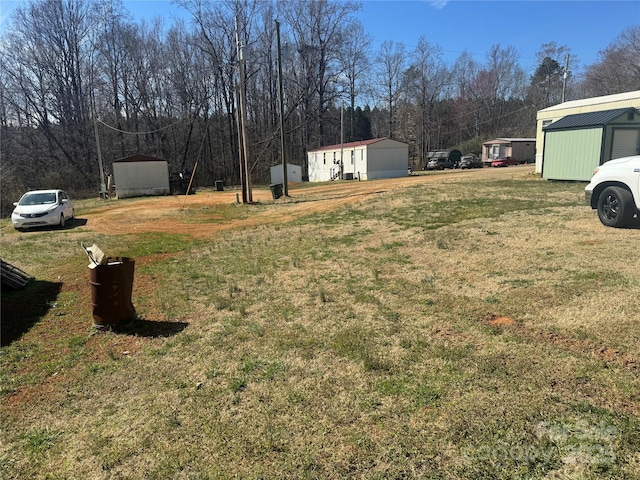 view of yard featuring an outdoor structure