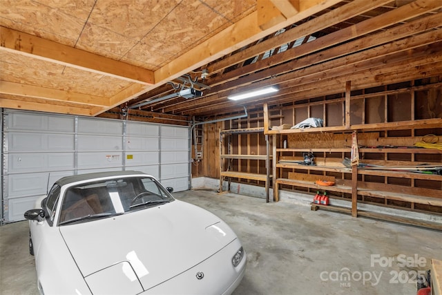 garage with a garage door opener