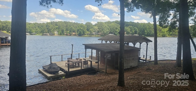 604 Fairway Shores Rd, Mount Gilead, NC 27306 - dock area with a water view and a forest view