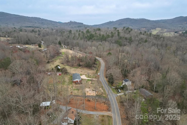 birds eye view of property with a mountain view