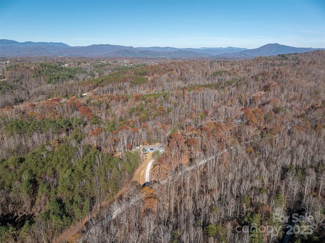 aerial view with a forest view and a mountain view