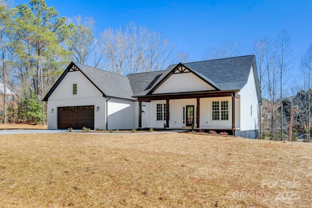 modern farmhouse with a porch