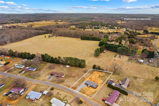 drone / aerial view featuring a rural view