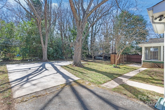 view of yard with fence