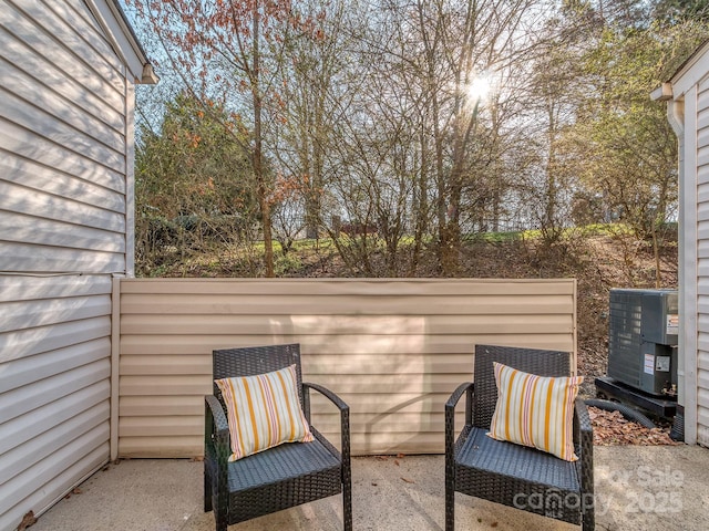 balcony featuring a patio and central AC unit