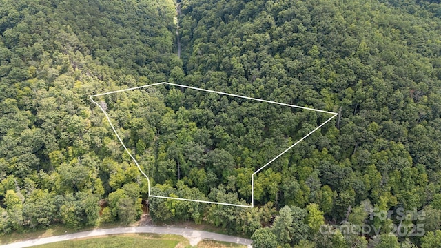 drone / aerial view with a forest view