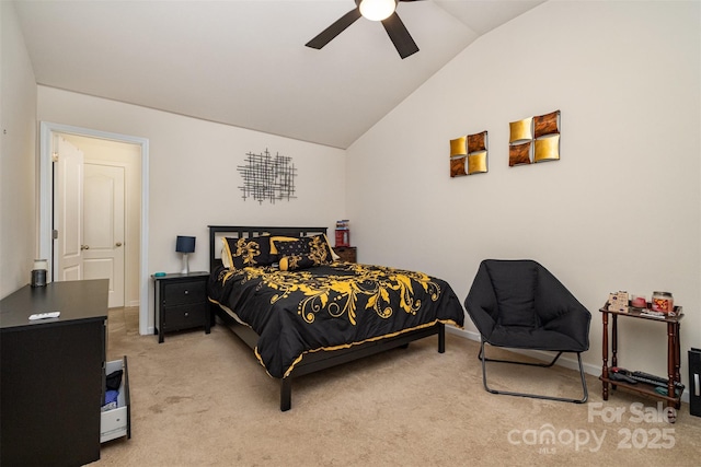 1301 Waylon Ave, Gastonia, NC 28054 - bedroom featuring vaulted ceiling, carpet, a ceiling fan, and baseboards