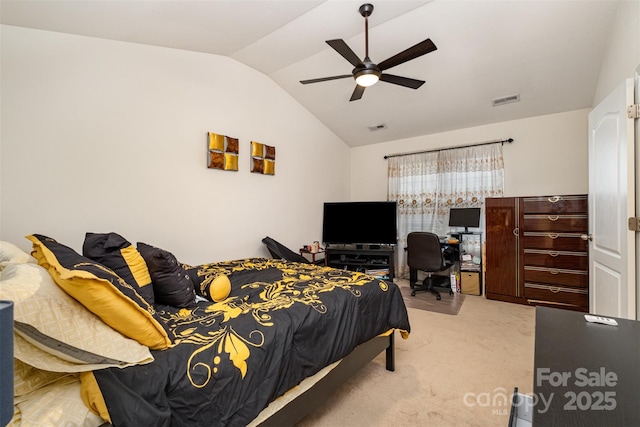 1301 Waylon Ave, Gastonia, NC 28054 - carpeted bedroom with vaulted ceiling, ceiling fan, and a desk