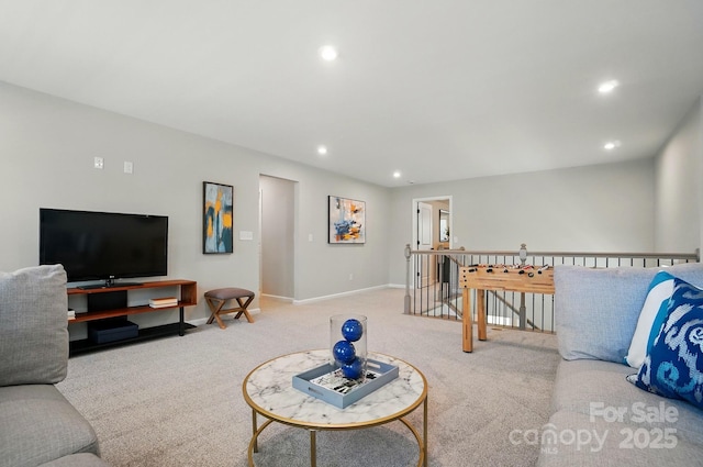 9843 Quercus Ln, Huntersville, NC 28078 - carpeted living room featuring recessed lighting and baseboards