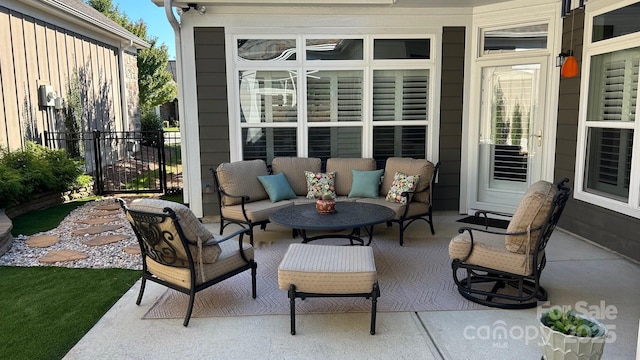 view of patio with an outdoor living space