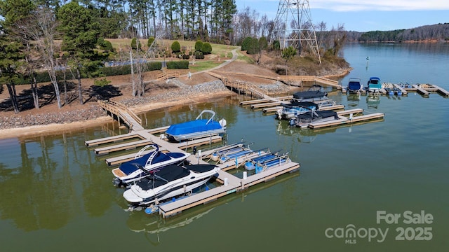 view of dock featuring a water view