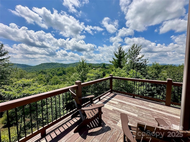 deck with a forest view